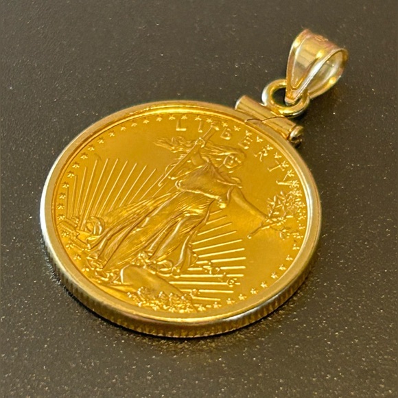 2016 1/4 10$ American Gold Eagle BU 22K Solid Gold Coin & 14k Coin Edge Bezel {B - Picture 4 of 14